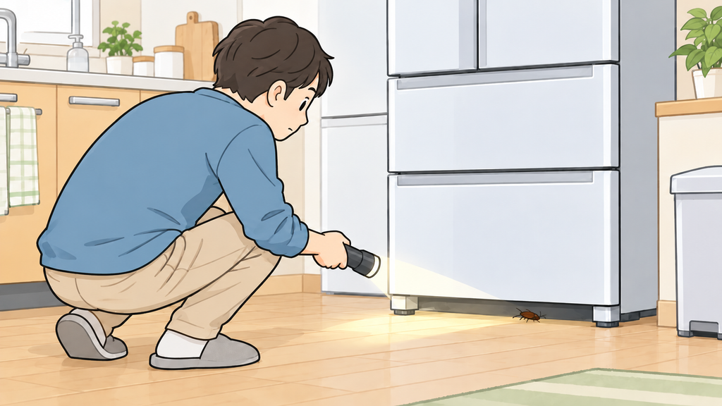 冷蔵庫の下へ逃げた直後の3ステップ